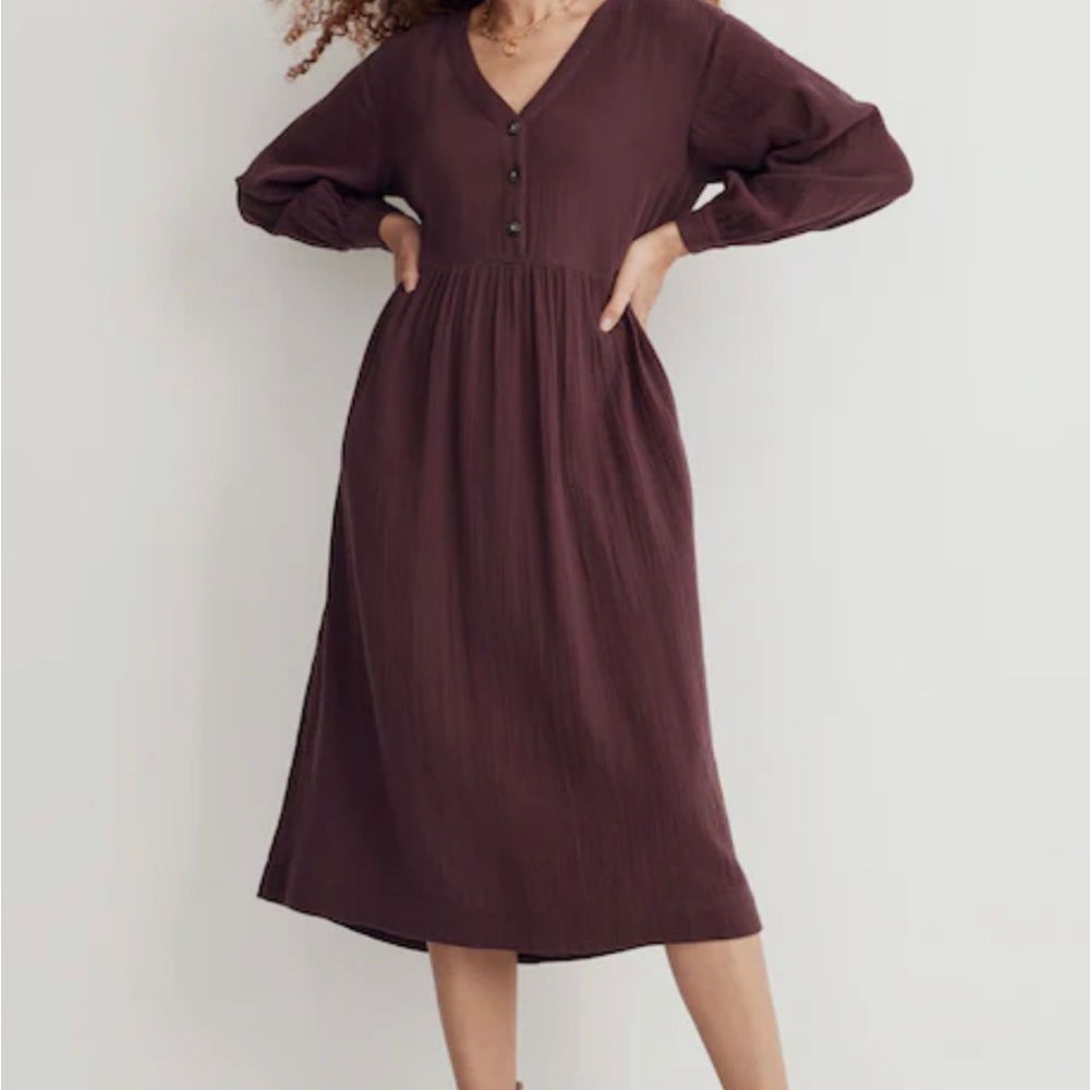 Madewell Lightspun Midi Dress in dark fig